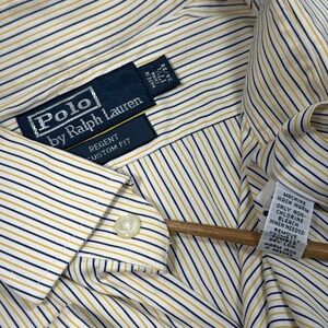 Polo Ralph Lauren Regent Custom Fit L/S Yellow Strip Button Dwn Shirt 17.5 34/35